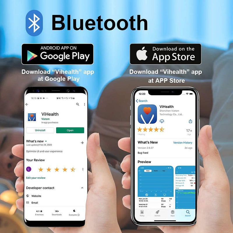 Viatom Bluetooth Pulse Oximeter Finger Oximeter With App And 12 Data Sets, Oxygen Saturation Meter Finger, Blood Oxygen Meter Finger For Heart Rate With Alarm, Free App - NewNest Australia
