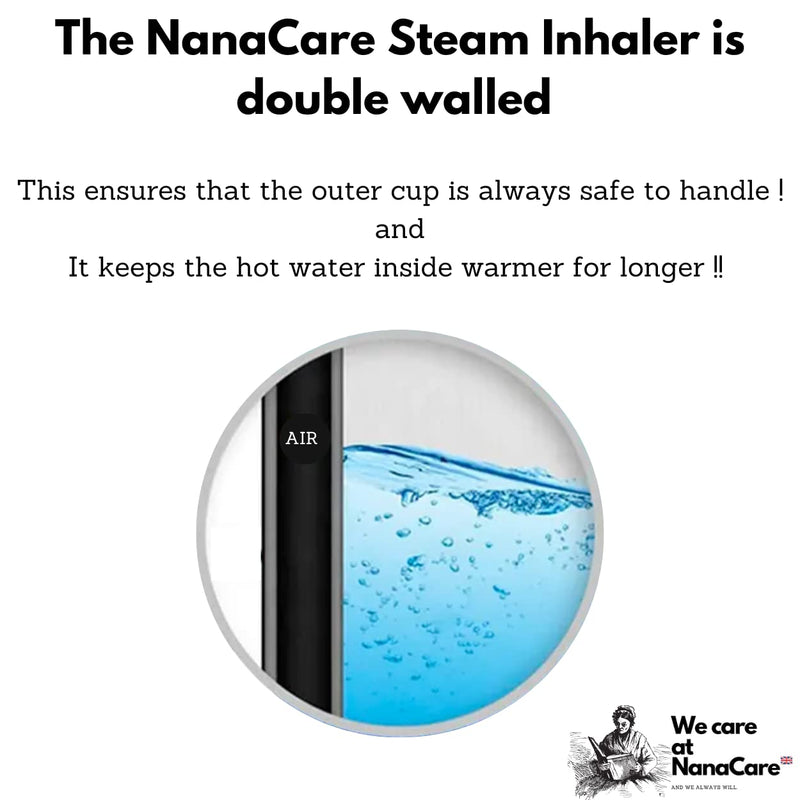 NanaCare UK Steam Inhaler Cup with Powerful Menthol Crystals and Nasal Stick | The Personal Steam Inhaler Provides Relief from Flu, Colds, Blocked Nose and Cough | Suitable for Adults and Kids - NewNest Australia