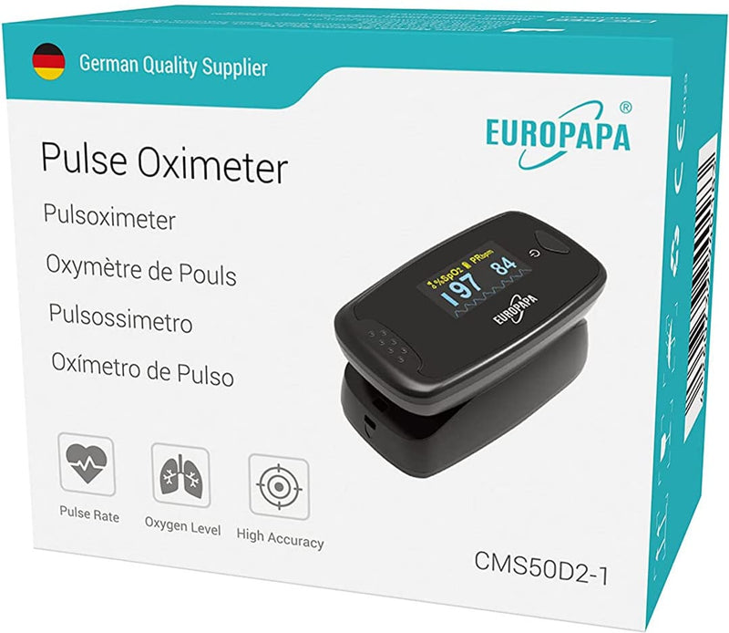 Europapa Pulse Oximeter, Finger Pulse Oximeter, Ideal For Quick Measurement Of Oxygen Saturation (Spo2), Simple Heart Rate Monitor For Adults, Oled Display (Black) - NewNest Australia