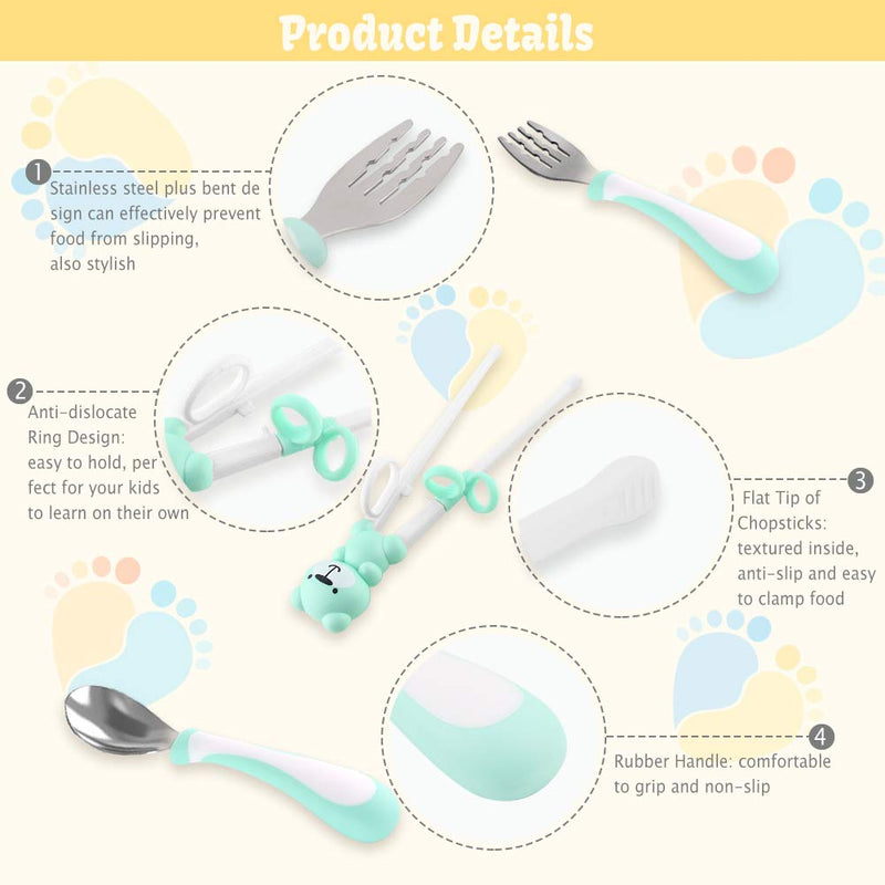 Training Helper Chopsticks Stainless Steel Spoon, Fork and Case Set for Children Kids Chopsticks set - NewNest Australia