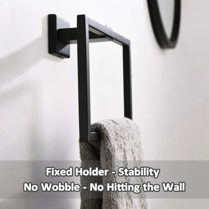 Hand Towel Ring Matte Black, Angle Simple Stainless Steel Bathroom Towel Holder, Square Towel Ring, Shower Kitchen Towel Hanger Wall Mount, 7.09-Inch - NewNest Australia