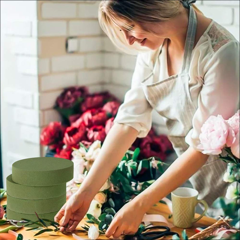 TAOPE Floral Foam, 6.5'' Large Dry & Wet Floral Foam Bricks Round for Artificial Flowers, Green Styrofoam Foam Blocks for Wedding Decoration - NewNest Australia