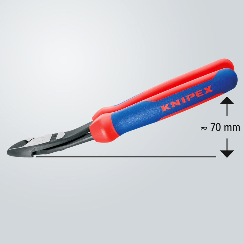 KNIPEX 74 22 200 Comfort Grip High Leverage Angled Diagonal Cutter, 8-Inch, Angled, Comfort Grip - NewNest Australia