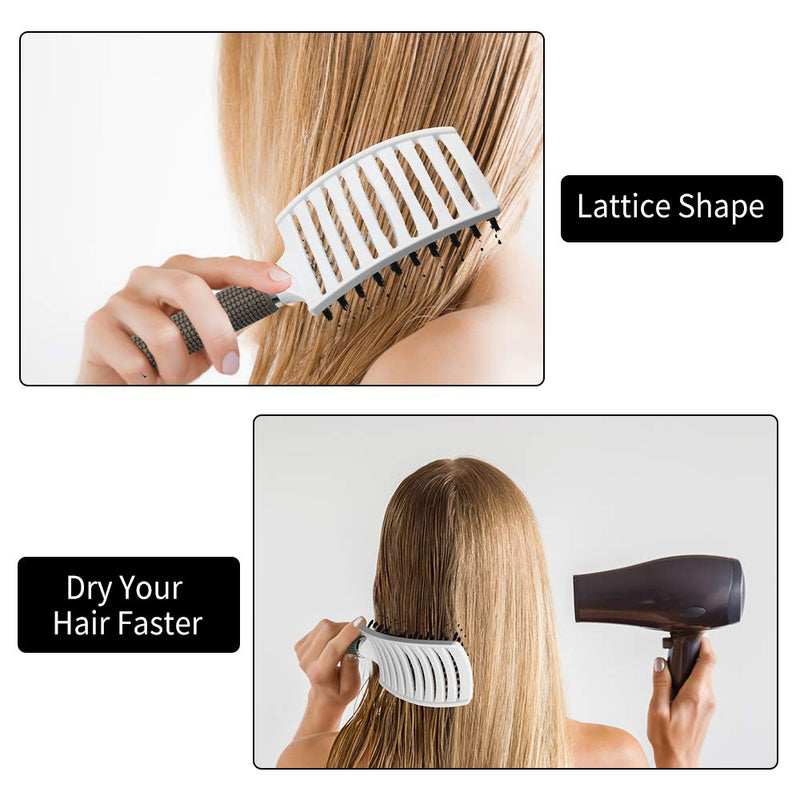 URAQT Hair Brush, Boar Bristle Paddle Hairbrush for Women, Soft Massage Hair Comb, Detangle Hair Brush for Long Thick Curly Hair, Reducing Hair Breakage and Frizzy White - NewNest Australia
