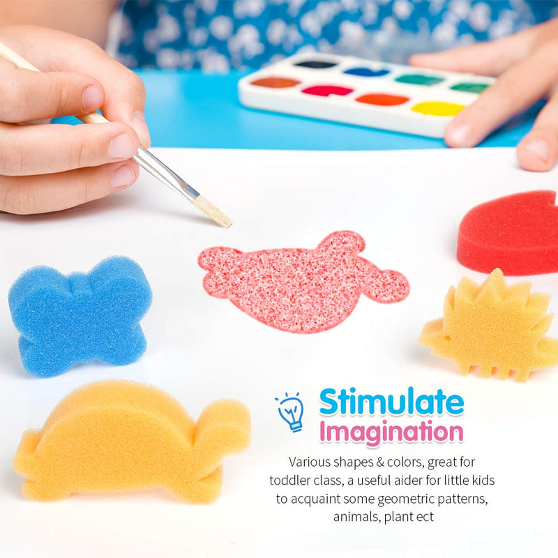 LEOBRO 30pcs Sponge Painting Shapes Painting Craft Sponge for Toddlers Assorted Pattern Early Learning Sponge for Kids Shipping by FBA - NewNest Australia