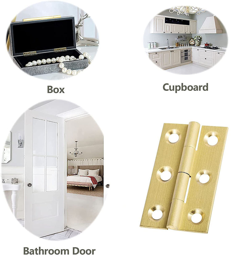 XMHF 8 Pcs 2 Inch Butt Hinges Miniature Solid Brass Hinges Cabinet Drawer Folding Butt Hinges for Cabinet Drawer Wooden Jewelry Box - NewNest Australia