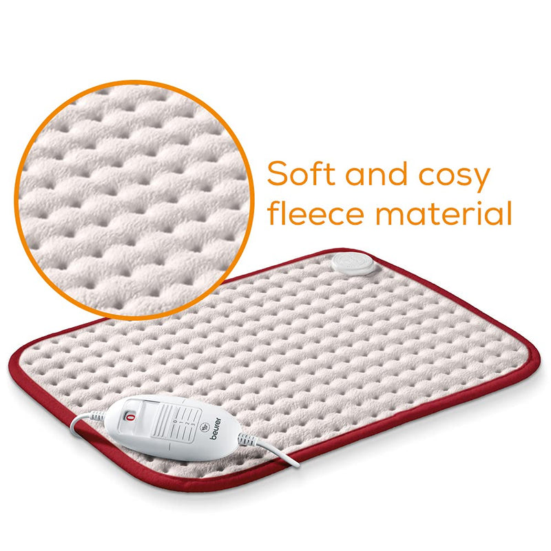 Beurer HK Comfort Heat Pad | Electric Heat Pad for Relaxation | 3 Electronically Regulated Temperature Settings | Machine-Washable | Automatic Switch-off | Red Trim Design 44 x 33 cm Beige & Red Trim - NewNest Australia