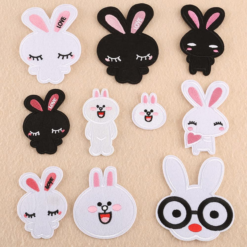 Rabbit Iron on Patches for Clothing Decorations Cute Bunnies Heat Transfer Embroidered Appliques for Jeans Jackets Backpacks Pillow DIY Decor - NewNest Australia