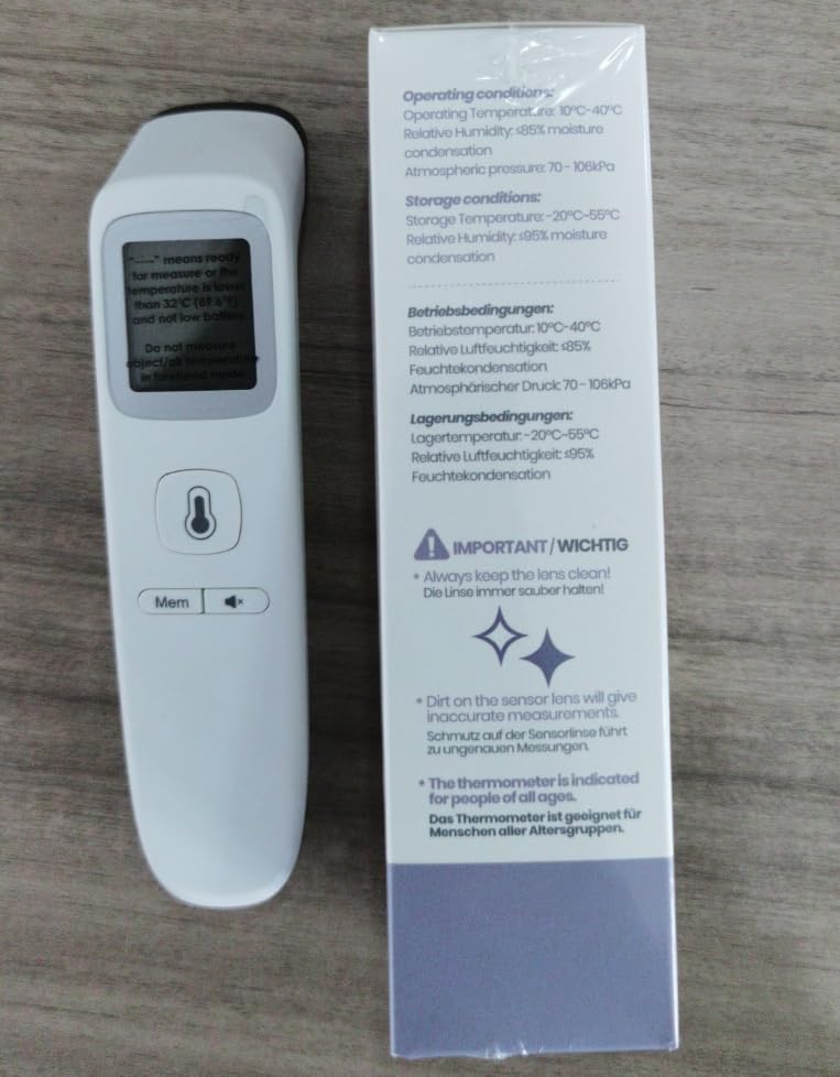 Fever Thermometer Contactless Forehead Thermometer, Digital Infrared Thermometer for Babies and Adults with Instant Accurate Readings, Fever Alarm, LCD Display and 35 Memory Recall (Cream) Cream - NewNest Australia