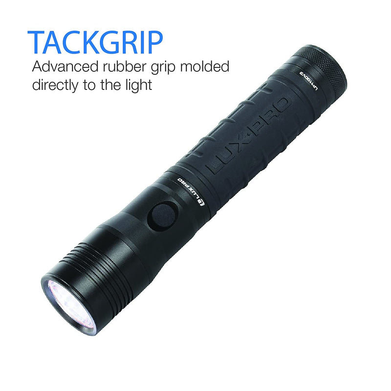 LUXPRO LP1100V3 2D Size High-output Handheld Flashlight, 455 Lumens, 2 D, Tackgrip, LPE Optics, Side Button - NewNest Australia