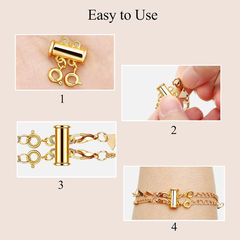 Layered Necklace Spacer Clasp,Magnetic Slide Clasp Lock Necklace Connector Multi Strands Slide Tube Clasps 4PCS Lobster Clasp Gold and Silver - NewNest Australia