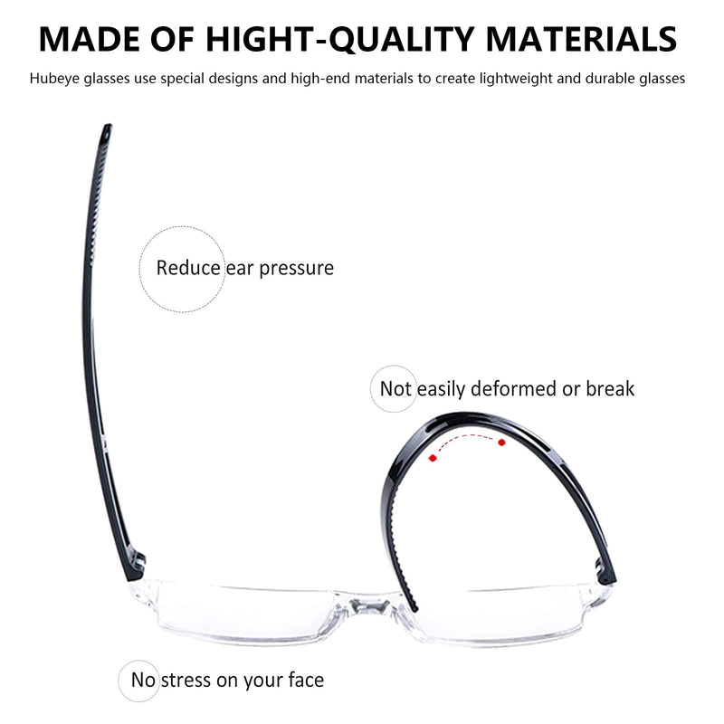 Hubeye Pack of 2 Frameless Reading Glasses Lightweight and Comfortable Anti Blue Light Reading Aid for Men and Women with Glasses Holster 2.50 Black/Blue 2.5 Diopters - NewNest Australia