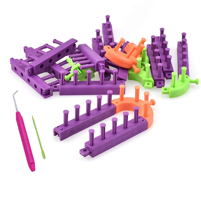 Katech Adjustable Knitting Looms Kits Flexible Creative Knitting Loom Set Plastic Weaving Loom Kit with a Hook and a Needle, DIY Yarn Knitting Tool for Making Socks, Scarf, Shawl, Hats, Leg Warmers - NewNest Australia