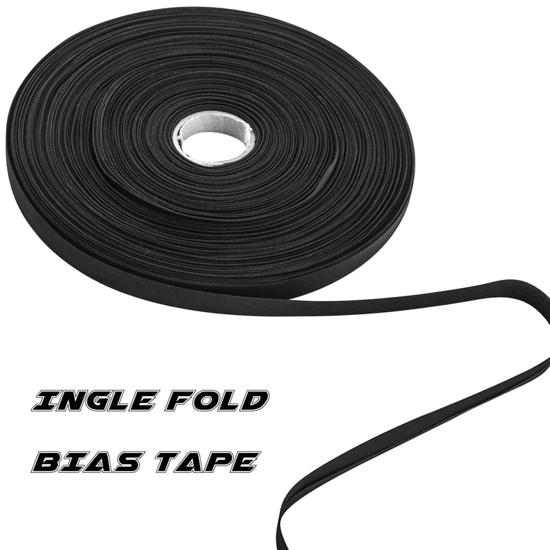 WXJ13 Single Fold Bias Tape 1/2 Inch Bias Binding Tape, Sewing Bias Tape, Hemming Tape for Carpet Edges, DIY Crafts, Seaming, Sewing, Piping, Quilting (Black, 55 Yards) - NewNest Australia