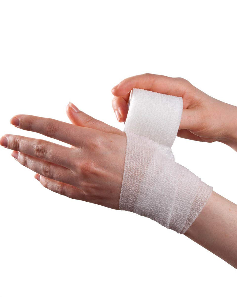 RISEN Cohesive Bandage 2” x 5 Yards, 6 Rolls, Self Adherent Wrap Medical Tape, Adhesive Flexible Breathable First Aid Gauze Ideal for Stretch Athletic(White) White - NewNest Australia