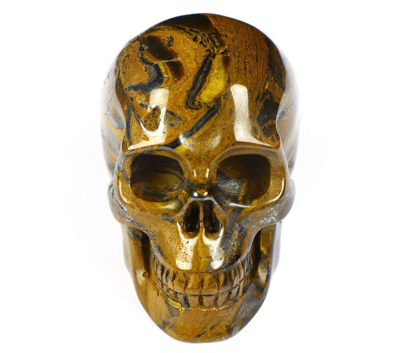 NewNest Australia - Skullis 2.0” Tiger Iron Eye Crystal Skull, Hand Carved Gemstone Fine Art Sculpture, Reiki Healing Stone Statue. Tiger Iron Eye 2 