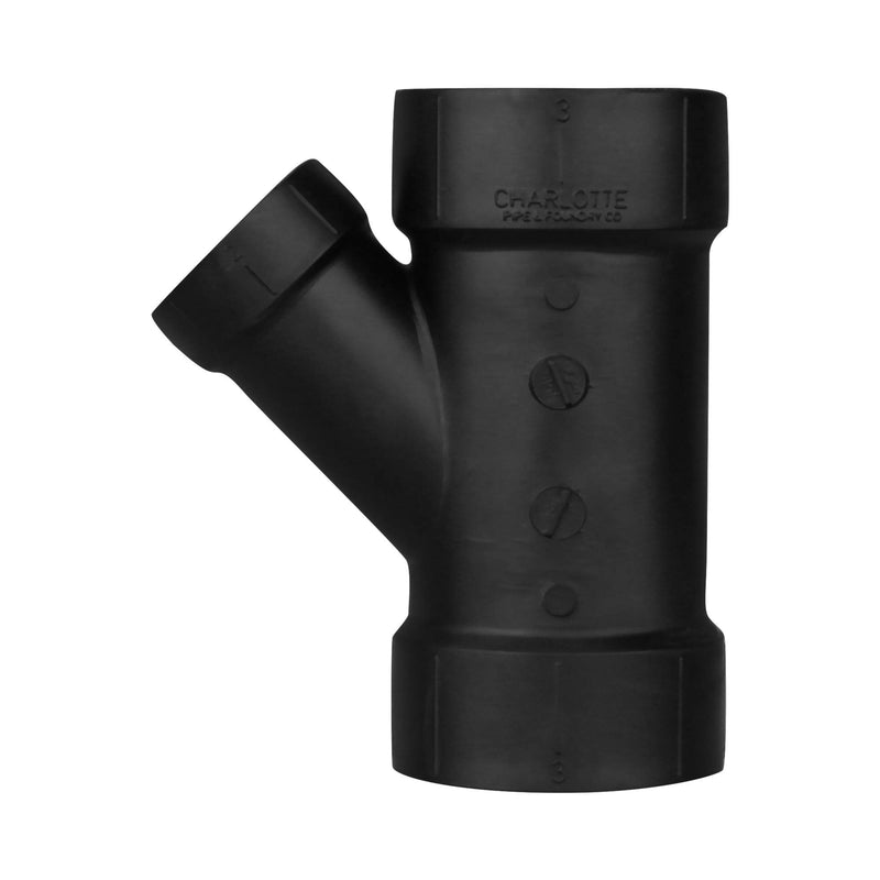 Charlotte Pipe 3" X 3" X 2" Wye Pipe Fitting - Reducing (Hub x Hub) Schedule 40 ABS DWV (Drain, Waste and Vent) Durable, Easy to Install, and High Tensile for Home or Industrial Use (Single Unit) 3" X 3" X 2" (EA Qty: 1) Black - NewNest Australia