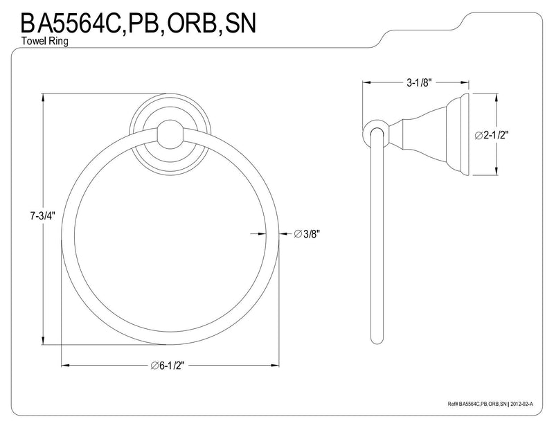 Kingston Brass BA5564SN Royale 6-Inch Towel Ring, Satin Nickel Brushed Nickel - NewNest Australia