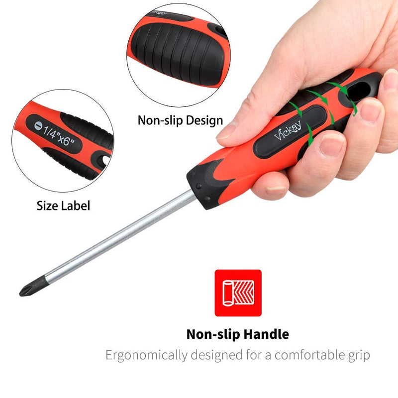 Magnetic Screwdriver Set,5 Pieces Slotted and Phillips Screwdriver with Ergonomic Comfortable Non-skid Handle,Permanent Magnetic Tips,Rust Resistant Heavy Duty Craftsman Toolkit For Wet, Oily Hand 5PC - NewNest Australia