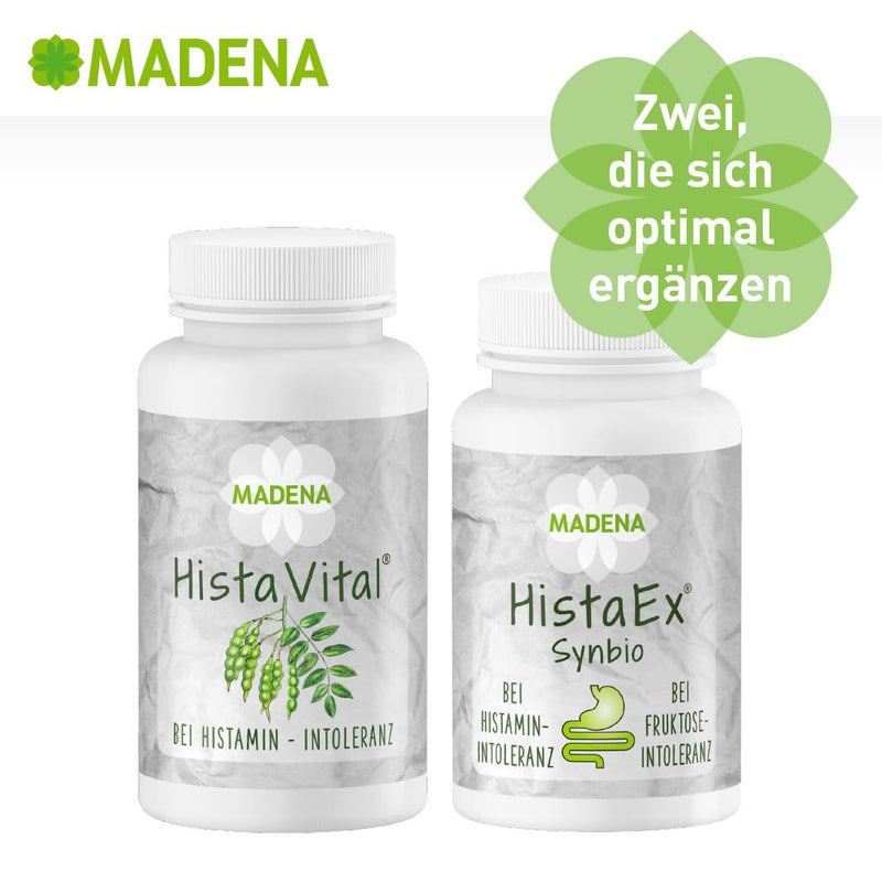 Madena Histaex Synbio - Lactic Acid Bacteria And Bifidobacteriate For Histamine Intolerance And Fructo Intolerance - 60 Capsules + 2 Soluble Fiber - Daily Dose Of 20 Billion Germs - NewNest Australia
