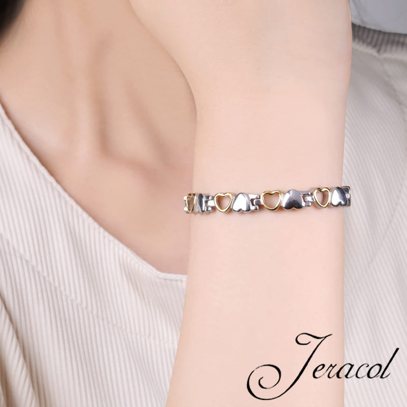 Jeracol Titanium Steel Magnetic Bracelets for Women,Love Heart Design Magnetic Wristband Brazaletes with Ultra Strong Magnets,Gifts with Removal Tool & Jewelry Gift Box LH-SG - NewNest Australia