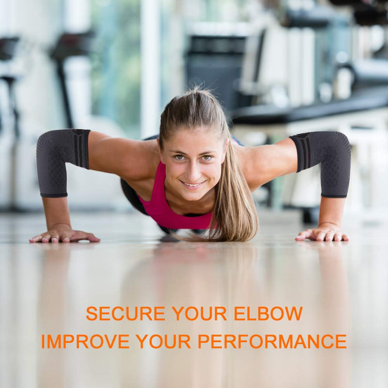 CAMBIVO Elbow Support Brace for Men & Women 2 Pack, Tennis Elbow Support Strap & Anti-slip Elbow Sleeves for Weightlifting, Arm Support, Golfers Elbow, Tennis Elbow, Tendonitis M Black Pair - NewNest Australia
