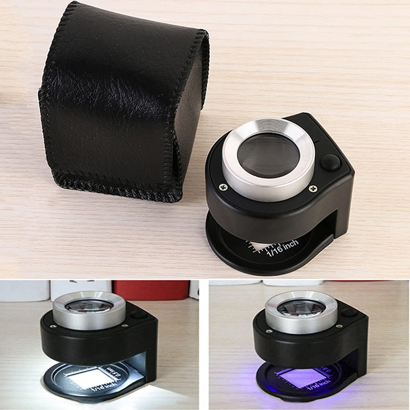 30X Loupe Magnifier with 6 LED Lights, Rechargeable Portable Desktop Metal Jewelers Loupe, Magnifying Glass with Purple Light and White Light Jewelry Tool for Coins, Jewelry, Currency, and Stamps - NewNest Australia