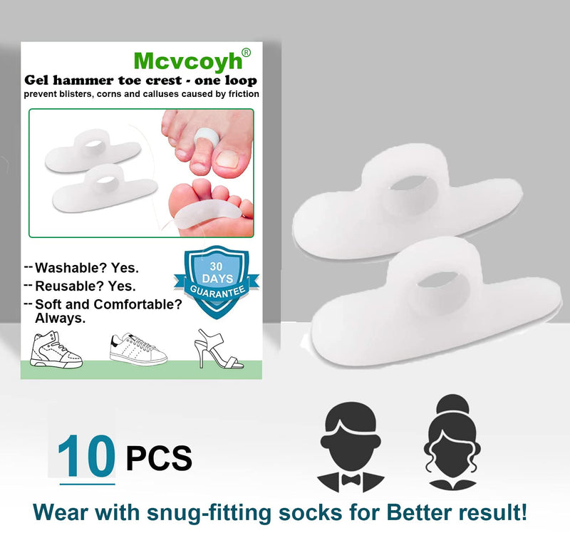 Mcvcoyh 10 Pack Hammer Toe Cushion - Hammer Toe Gel Pads for Toe Corrector & Straightener for Curled, Claw & Mallet Toe Relief - Right & Left Gel Support Crest Cushion White - NewNest Australia