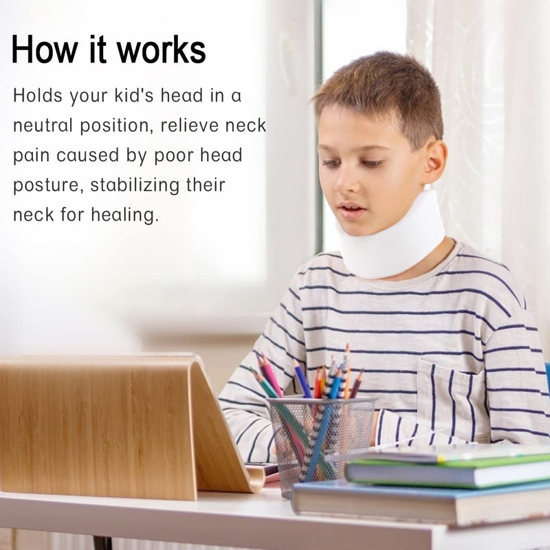 HKJD Kids Neck Brace for Neck Pain and Support - Soft Foam Pediatric Cervical Collar for Sleeping - Adjustable Youth Neck Support for Children Whiplash, Torticollis and Injury Support(L) Large - NewNest Australia