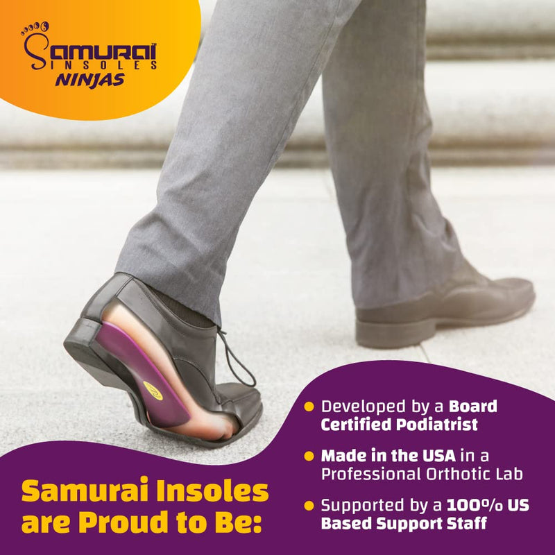 Samurai Insoles Ninjas Plantar Fasciitis Relief Arch Support Shoe Insoles - Podiatrist Designed, Orthotic Lab Made in The USA 6-6.5 Women/4-4.5 Men - NewNest Australia