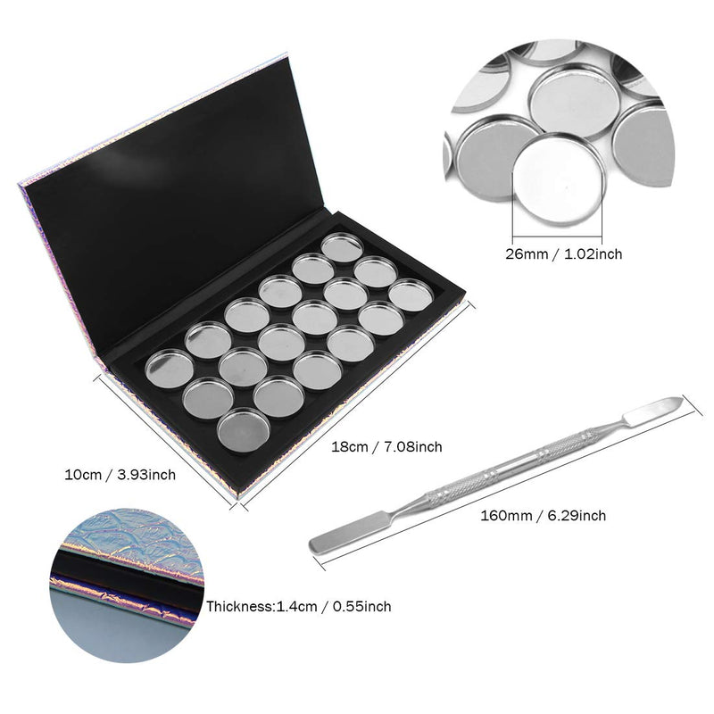 Empty Makeup Eyeshadow Palette Set, Rainbow Mermaid Makeup Palette, 18 Pcs Round Metal Tin Palette Pans and 1 Depotting Spatula for DIY Eye Shadow and Blush - NewNest Australia