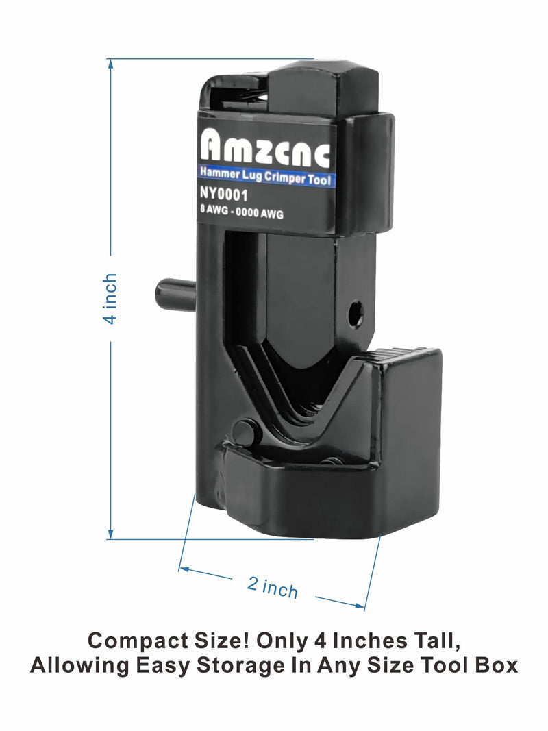 AMZCNC Hammer Lug Crimper Tool with holes for bench mounting (Crimps Battery and Welding cables 8 AWG TO 4/0 Wire Gauge) Hammer Crimper Tool - NewNest Australia