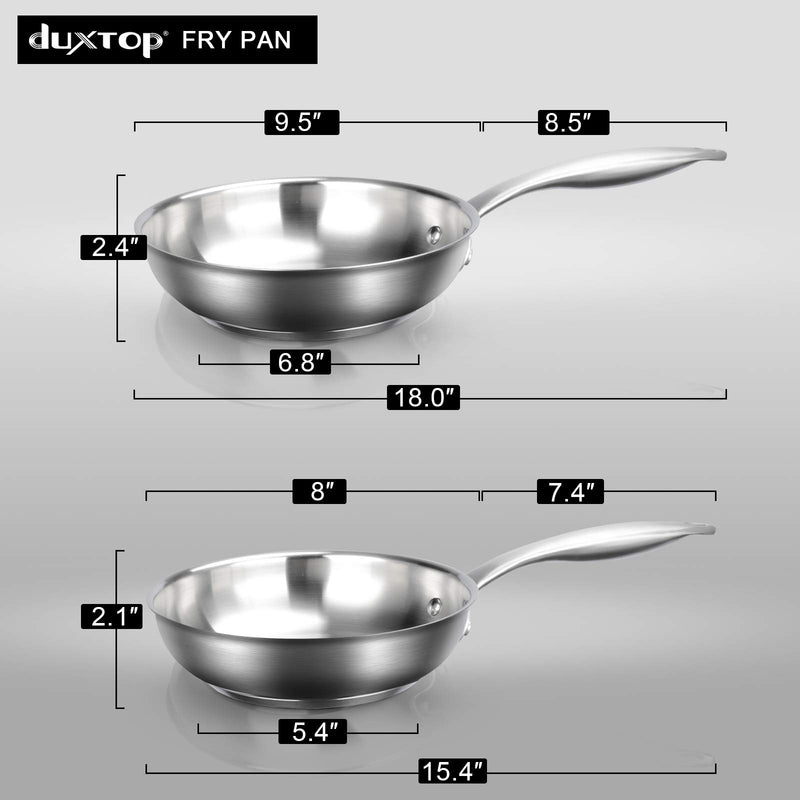 Duxtop Professional Stainless Steel Fry Pan, Induction Ready Cookware with Impact-bonded Technology, 8 Inches 8-Inch - NewNest Australia