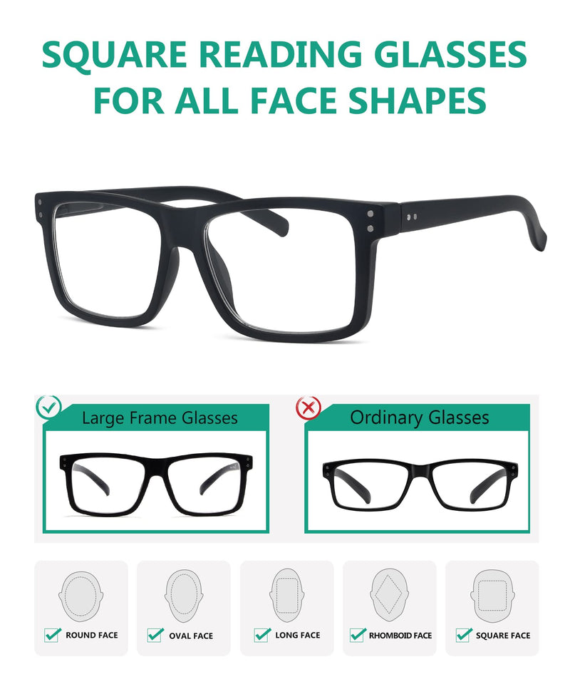 Eyekepper Pack of 5 women's and men's reading glasses with large square lenses and spring hinges - black +1.50 5 pieces in black 1.5 diopters - NewNest Australia