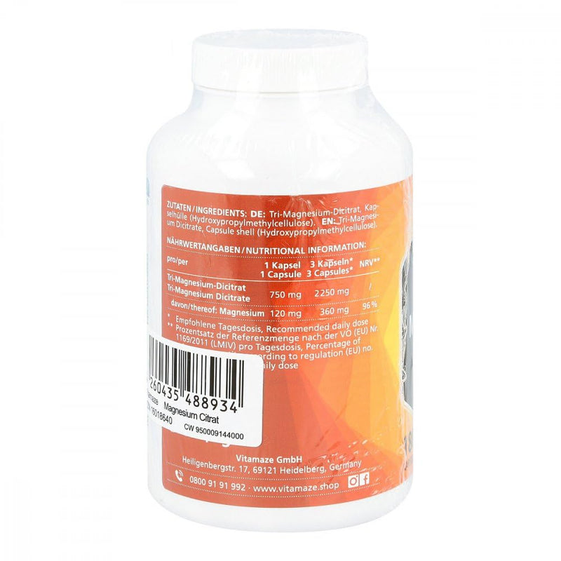 Magnesium citrate 360 mg vegan capsules 180 pieces - NewNest Australia