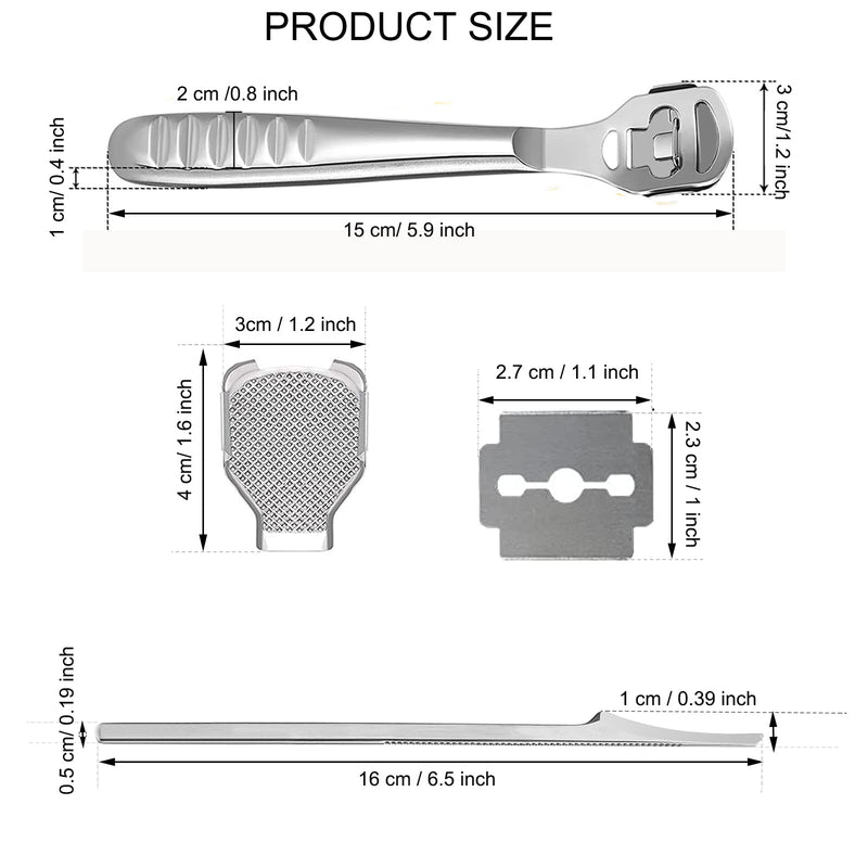 Callus Remover Foot Scraper - Stainless Steel Callus Planer Foot File Callus Rasp Hard Skin Callus Remover Foot Rasp Pedicure Foot Care Tool with 10 Replacement Blades for Wet & Dry Feet Silver - NewNest Australia