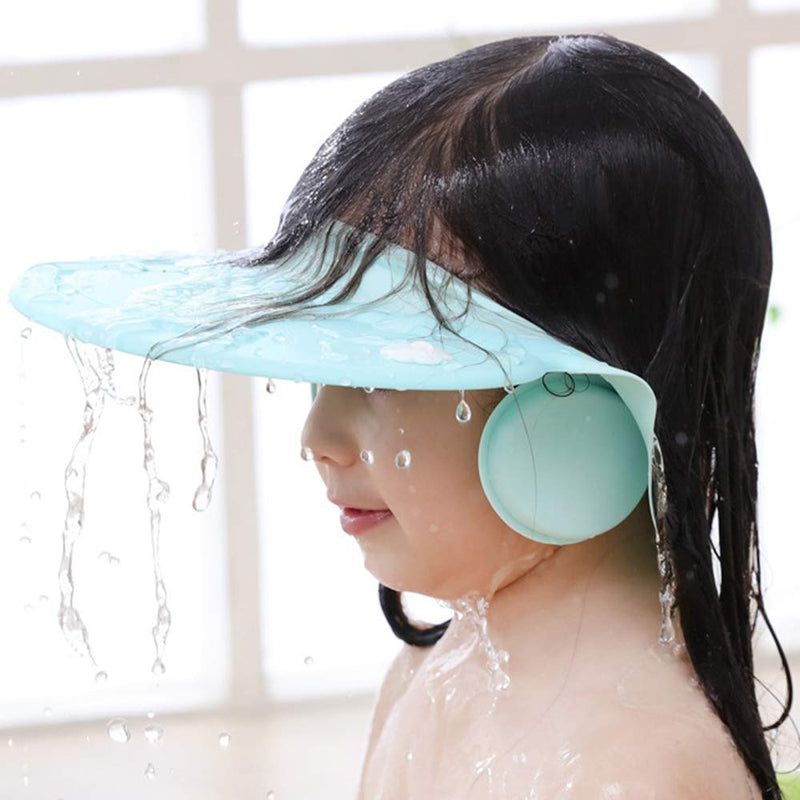 Baby Shampoo Shower Cap wash Bath Shield Visor Hat Adjustable Bathing tub Head Hair Rinser Protection Toddler and Kids (Blue) Blue - NewNest Australia