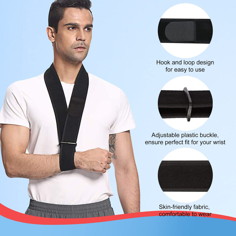 supregear Arm Sling, Adjustable Collar and Cuff Sling Immobilizer Lightweight Neck Support Simple Arm Sling Breathable Medical Shoulder Support for Men Women, One Size Fits All, Black - NewNest Australia