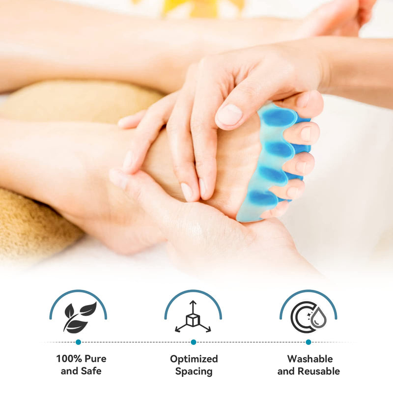 Sumiwish Toe Separators, 4 Pair (Blue and Clear) Soft Gel Toe Spacers to Correct Bunions, Toe Stretcher for Therapeutic Relief from Plantar Fasciitis, Hammer Toes, Claw Toes - NewNest Australia