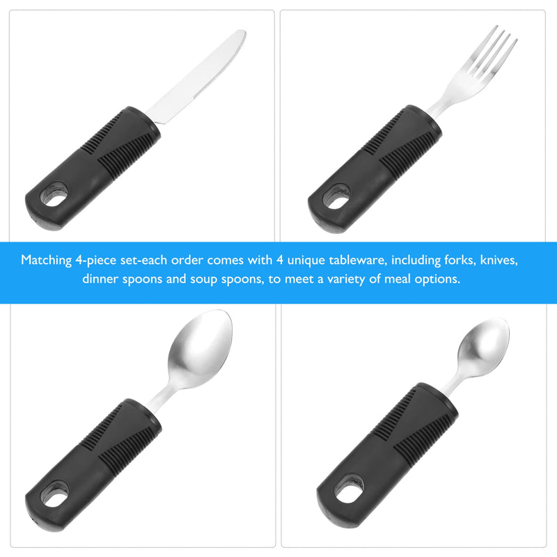 Adaptive Utensils Easy Grip Cutlery: 4 Pieces Bendable Fork Teaspoon Tablespoon Knife Non-Slip Handles For Hand Tremors Arthritis Parkinson'S Or Elderly People - NewNest Australia