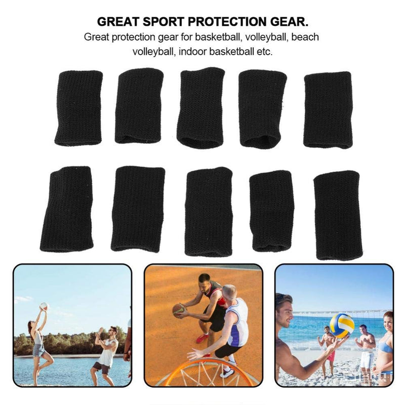 Finger Sleeve Support 10Pcs/Set Finger Protection Clip Sports Aid Arthritis Band Wrappers For Basketball, Baseball, Cricket, Tennis, Badminton, Volleyball Boat Trip Black - NewNest Australia