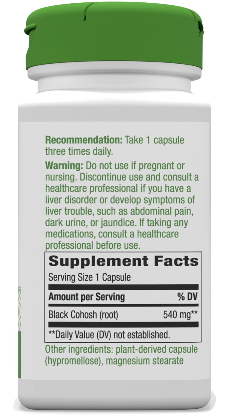 Nature's Way Black Cohosh Root 540 mg, 100 Vegetarian Capsules - NewNest Australia