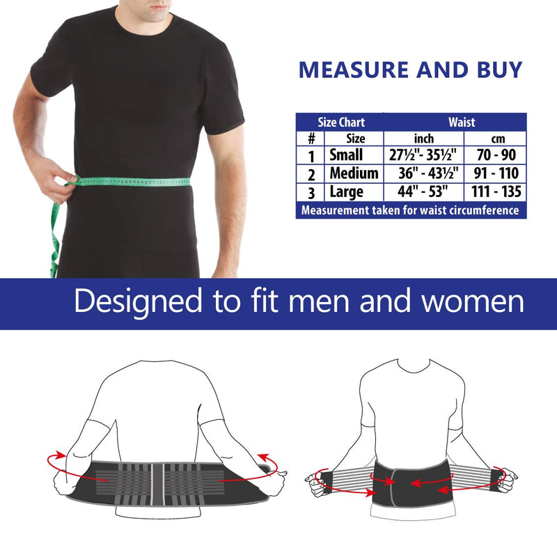 Back Support Belt Back Strap With Stabilizing Rods For Pain Reduction And Posture Correction, Adjustable Back Support For Men And Women With 8 Rib Stiffs, Height 18 Cm, Black, Large - NewNest Australia