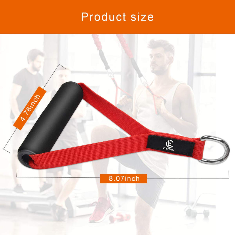COITEK 2 Pair Resistance Band Handles Grips Fitness Strap Wide Design Heavy Duty Cable Handles with Solid ABS Cores, Durable Carabiners with Heavy Gauge Welded D-Rings (Red) - NewNest Australia