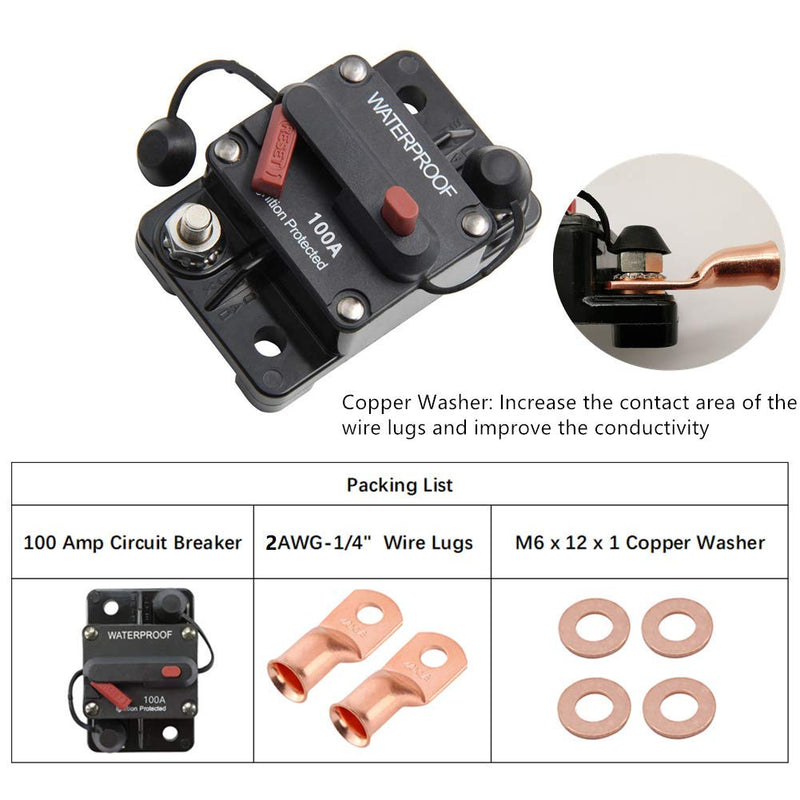 STETION 100 Amp Circuit Breaker Trolling with Manual Reset Car Marine Trolling Motors Boat ATV Manual Power Protect for Audio System Fuse 12V-48VDC Waterproof (100Amp) … 100Amp - NewNest Australia