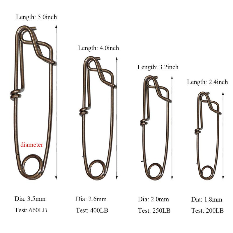 Laxygo 5pcs Longline Fishing Snap Clips Stainless Steel Floatline Tuna Clips 4 Sizes 3.5mmx5.0inch-5pcs - NewNest Australia