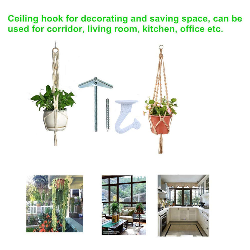 NewNest Australia - 8 Sets Ceiling Hooks for Hanging Plants, White Heavy Duty Swag Hook with Hardware 