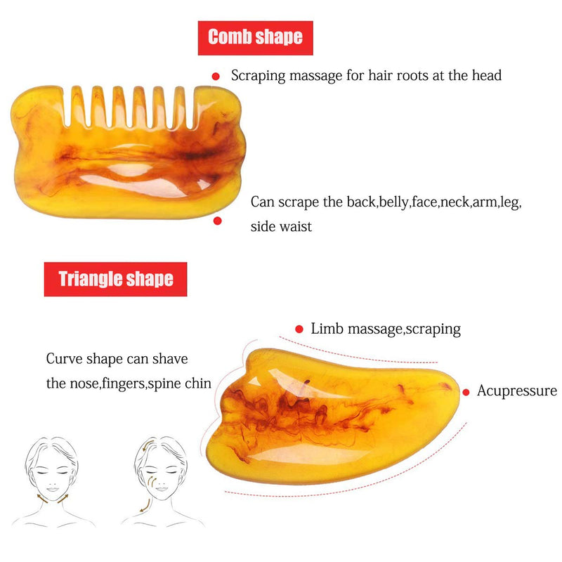 7 Pack Gua Sha Scraping Massage Facial Tools Kit, Resin Amber Guasha Scraper Board Health Care Beauty Scrape Plate with Flax Bag for Face Body Leg Back Care Physical Acupuncture Deep Tissue Therapy - NewNest Australia