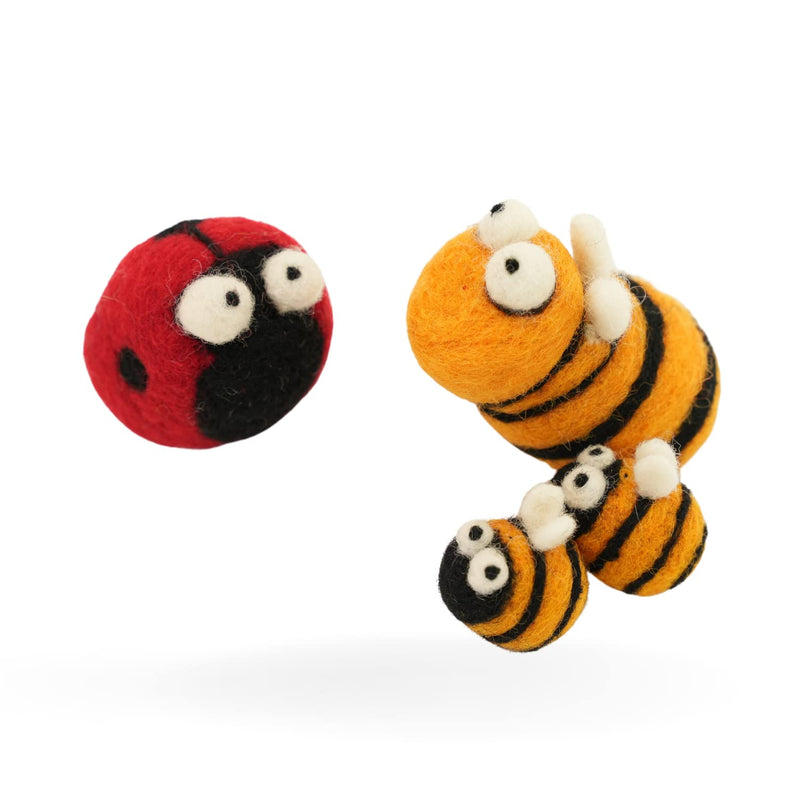 Woolbuddy Needle Felting Kit Beginner, Bee and Lady Bug, Wool Felting Kit for Adults, Includes 2 Felting Needles and Photo Instructions, DIY Needle Felting Kit for Arts and Crafts Bee and Ladybug - NewNest Australia