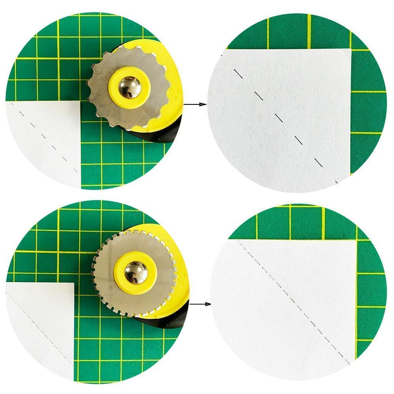 AUTOTOOLHOME 45mm Rotary Cutter Set with 9 Pack Replacement Rotary Blades Skip Rotary Blades Pinking Rotary Blades for Sewing Fabric Leather Quilting Cutter Paper Perforating Tool - NewNest Australia